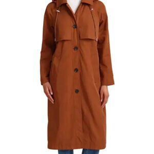 Avec Les Filles | Relaxed Longline Water Resistant Raincoat | Rust | M